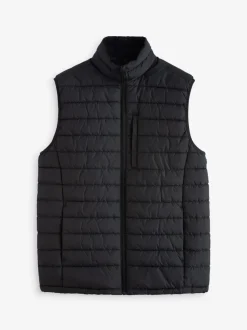 Zwart - Regenbestendige, dunne gewatteerde bodywarmer