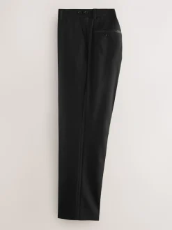 Zwart - Regular Fit Signature Marzotto Wool Tuxedo Trousers With Side Tape Detail