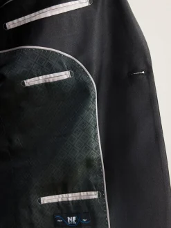 Zwart - Regular Fit Signature Nova Fides 100% Italian Wool Tuxedo Suit Jacket