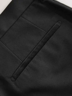 Zwart - Regular Fit Smart Tuxedo Trousers With Velvet Side Tape Detail