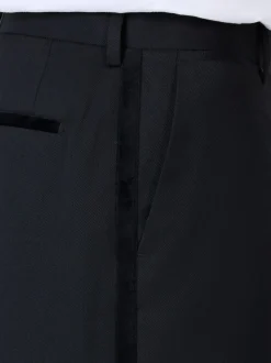 Zwart - Regular Fit Smart Tuxedo Trousers With Velvet Side Tape Detail