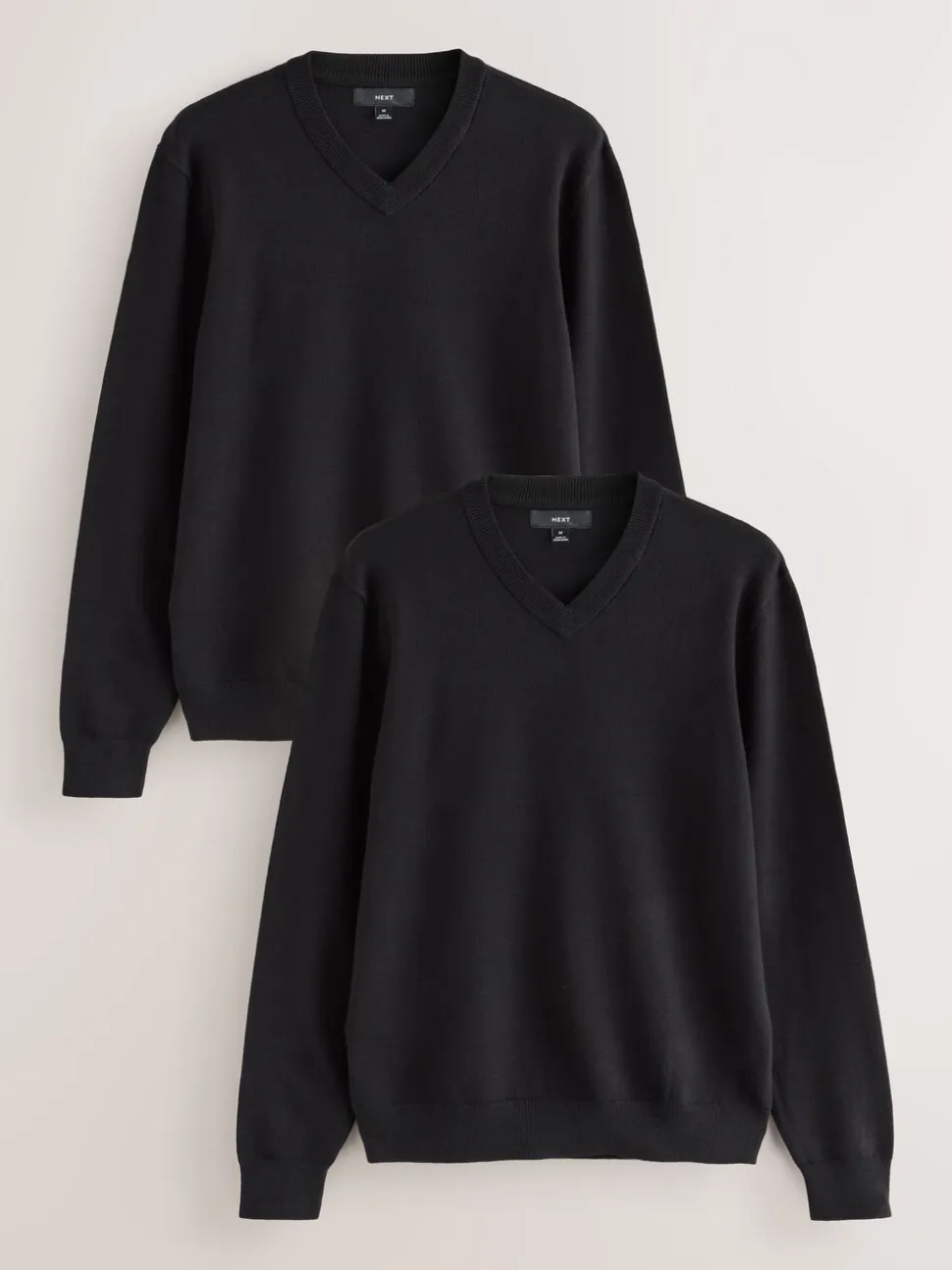 Zwart - Regular Fit Soft Touch V-Neck Jumpers 2 Pack