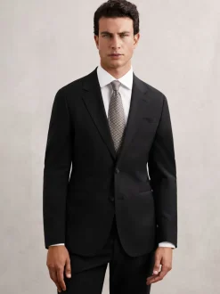 Zwart - Reiss Promise Wool-Blend Single-Breasted Suit Blazer Tailored-Fit