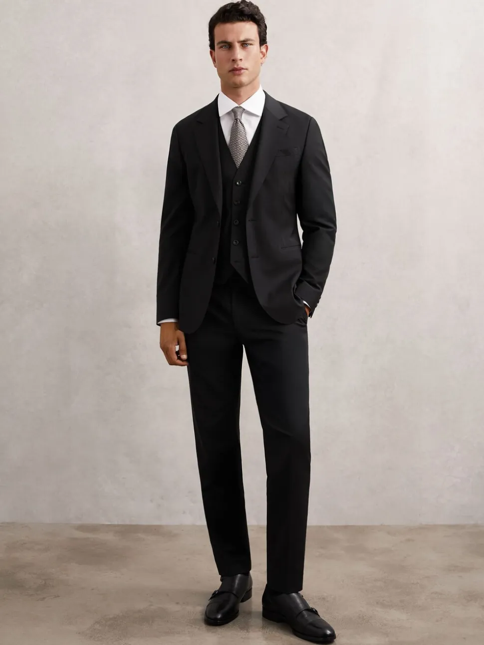 Zwart - Reiss Promise Wool-Blend Single-Breasted Suit Blazer Tailored-Fit