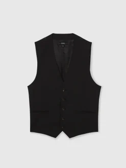 Zwart - Reiss Promise Wool-Blend Tailored-Fit Waistcoat
