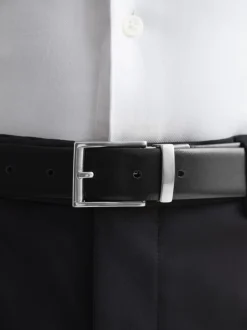 Zwart - Reiss Ricky omkeerbare leren riem