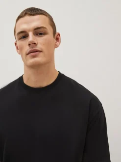 Zwart - Relaxed fit - Essentieel katoenen T-shirt met ronde hals