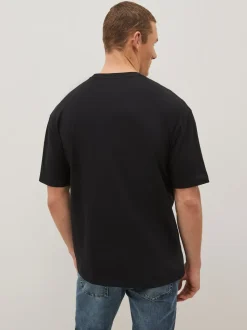 Zwart - Relaxed fit - Essentieel katoenen T-shirt met ronde hals