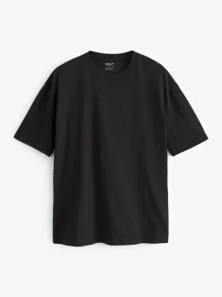 Zwart - Relaxed fit - Essentieel katoenen T-shirt met ronde hals