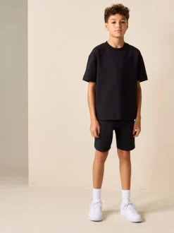 Zwart - Relaxed Fit Heavyweight T-Shirt and Shorts Set (3-16yrs)