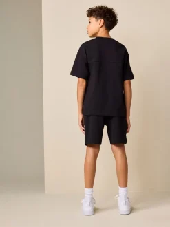Zwart - Relaxed Fit Heavyweight T-Shirt and Shorts Set (3-16yrs)
