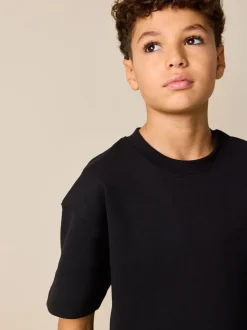 Zwart - Relaxed Fit Heavyweight T-Shirt and Shorts Set (3-16yrs)