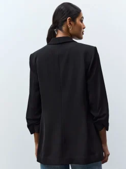 Zwart - Ruimvallend blazer met gerimpelde mouwen