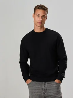 Zwart - Ruimvallend zwaar T-shirt met lange mouwen