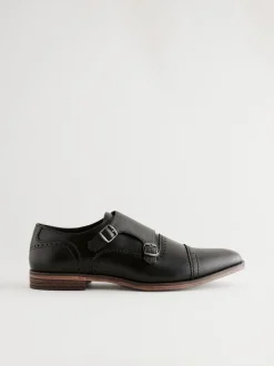 Zwart - Schoenen met neusstuk en dubbel monkbandje