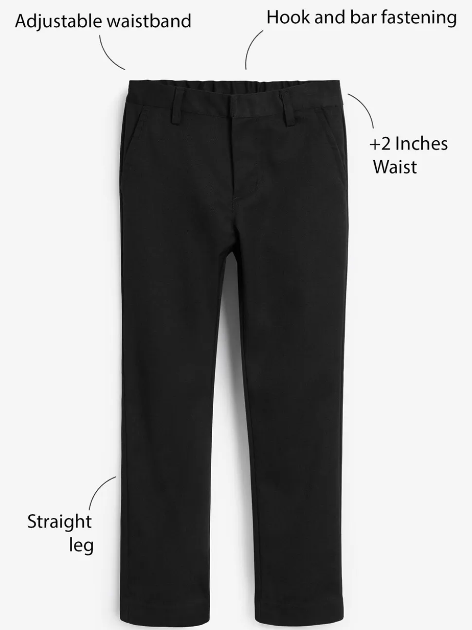 Zwart - Schoolbroek met rechte pijpen (3-17jaar)