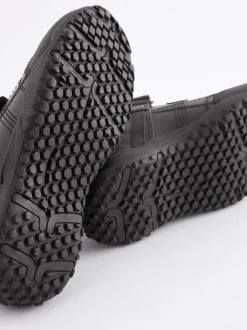 Zwart - Schoolschoenen van leer met klittenbandsluiting