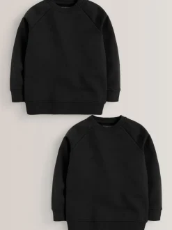 Zwart - Schoolsweater met ronde hals (3-16jr)