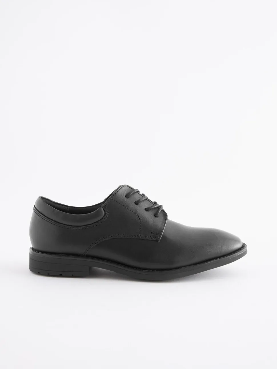 Zwart - Schoolveterschoenen van leer met egale voorkant