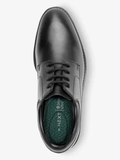 Zwart - Schoolveterschoenen van leer met egale voorkant