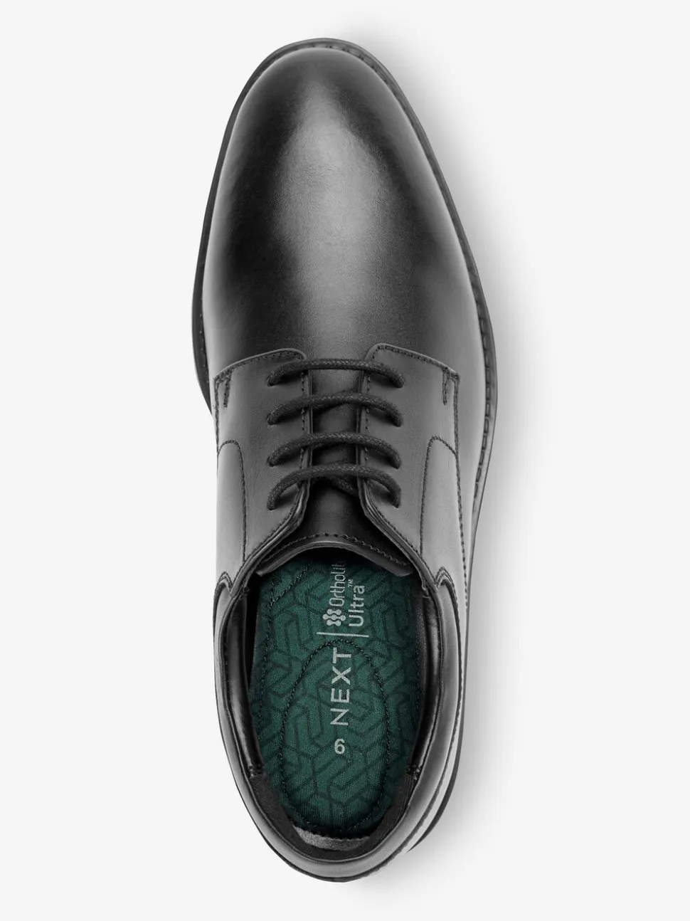 Zwart - Schoolveterschoenen van leer met egale voorkant