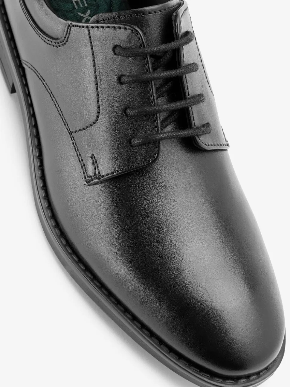 Zwart - Schoolveterschoenen van leer met egale voorkant