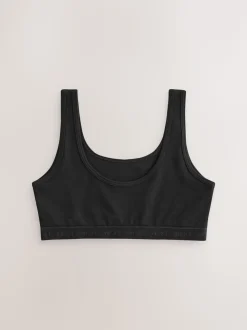 Zwart - Set van 3 crop tops met diepe ronde hals (5 - 16 jr)