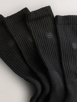 Zwart - Set van 4 paar verzachte sportsokken