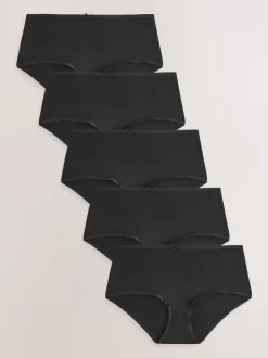 Zwart - Set van 5 slips met hoog katoengehalte