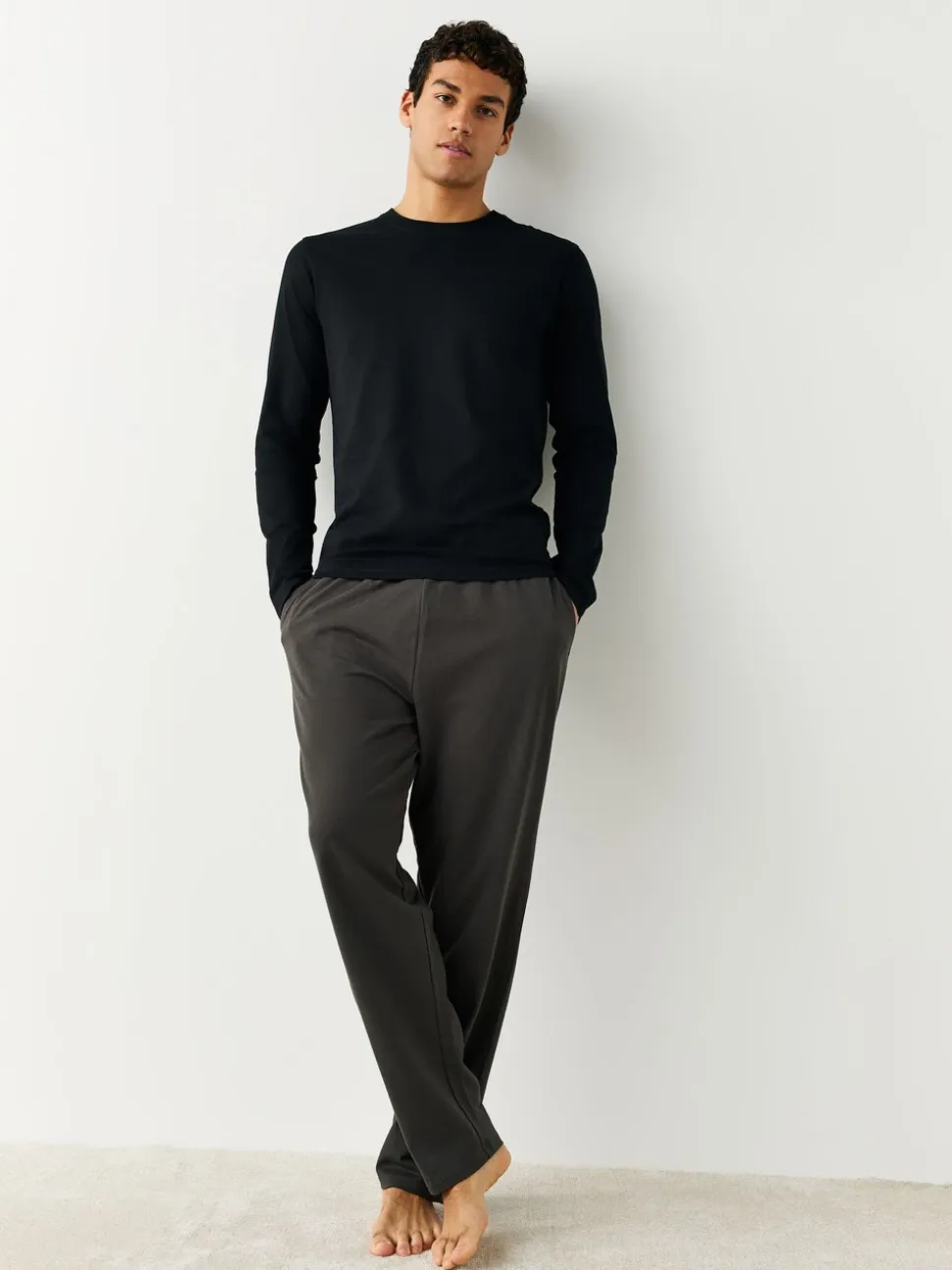 Zwart - Set van 5 T-shirts met lange mouwen en laagjes