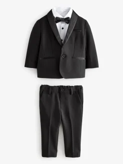 Zwart - Set van blazer, overhemd, broek en vlinderstrik (3 mnd - 9 jr)