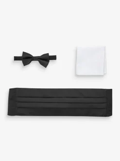Zwart - Set van cummerbund en vlinderstrik
