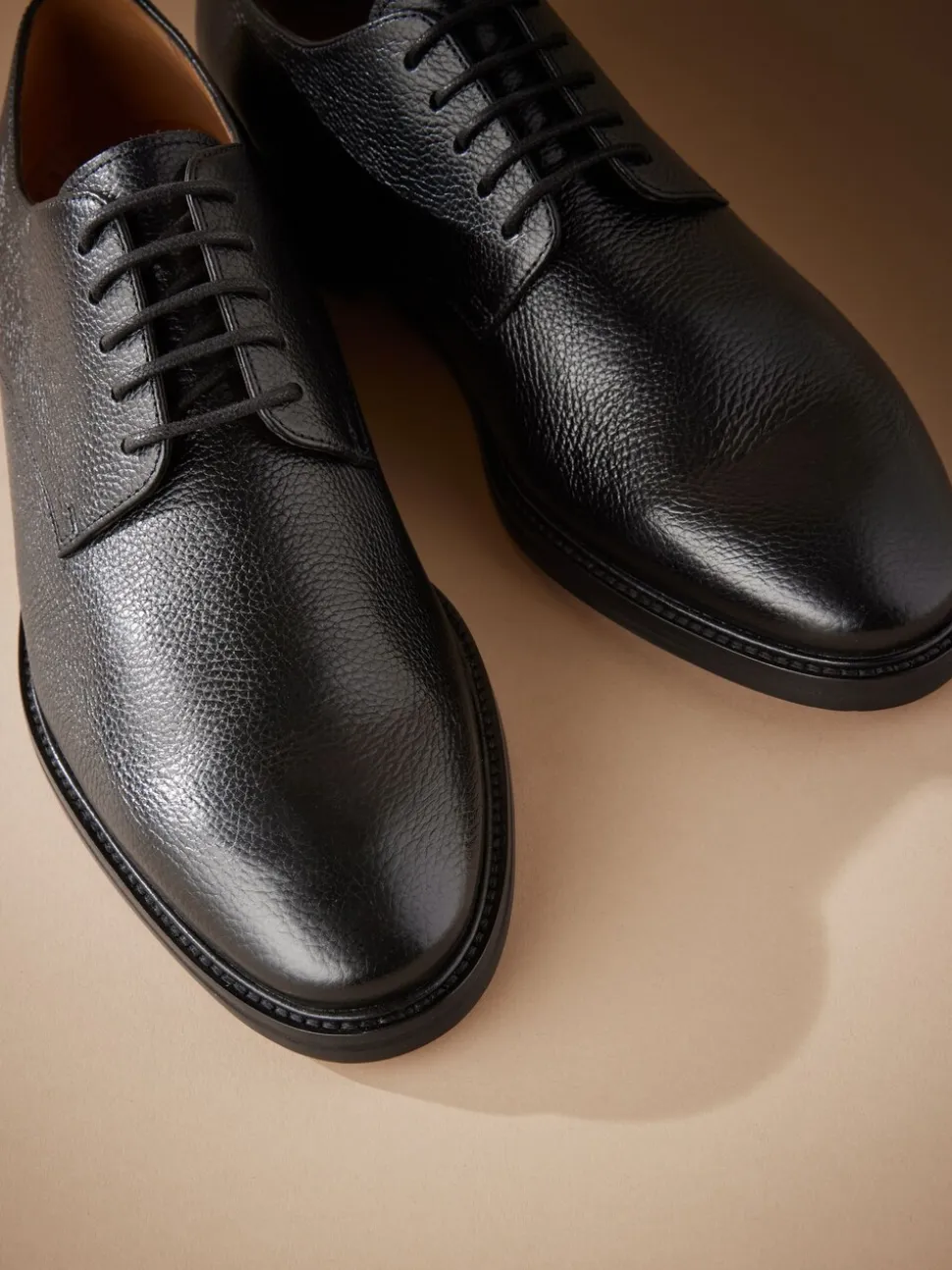 Zwart - Signature - Derby-schoenen met leren zool