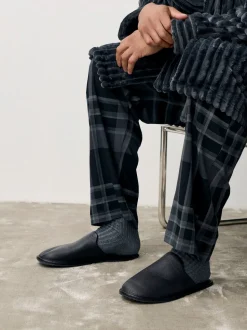 Zwart - Signature Leather Mule Slippers