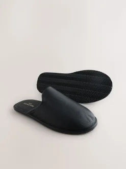 Zwart - Signature Leather Mule Slippers