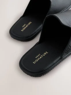 Zwart - Signature Leather Mule Slippers