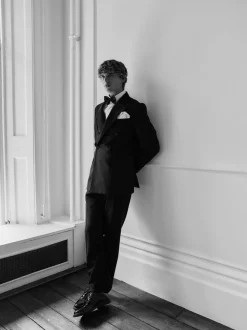 Zwart - Signature Nova Fides 100% Italian Wool Double Breasted Tuxedo Suit Jacket