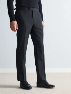 Zwart - Signature Smart Textured Italiaanse wollen broek met zijverstellers