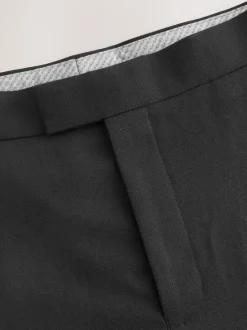 Zwart - Signature Smart Textured Italiaanse wollen broek met zijverstellers