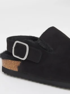 Zwart - Simply Be Fluffy Mules With Back Strap