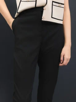 Zwart - Skinny getailleerde broek