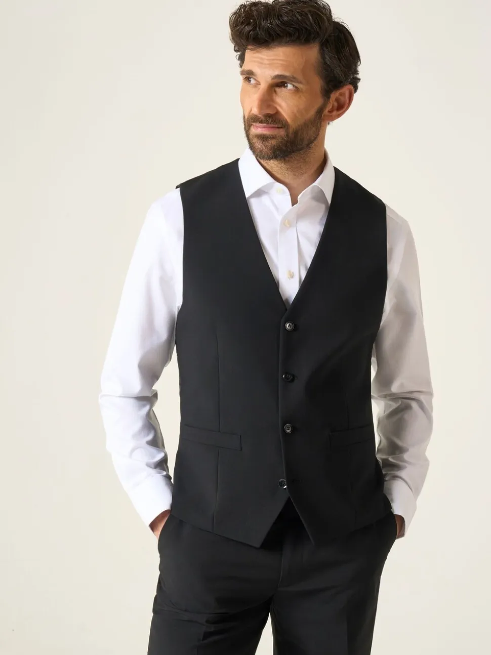 Zwart - Skopes Darwin gilet met single breasted en hoog wolgehalte