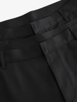 Zwart - Slim Fit - 2 Modieuze broeken zonder bandplooi