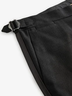 Zwart - Slim Fit - Adjustable Tuxedo Trousers With Wool