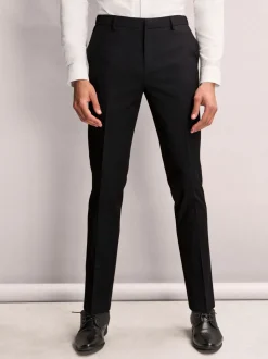 Zwart - Slim Fit - Elasticated Waist Motionflex Stretch Smart Trousers