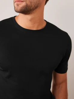 Zwart - Slim Fit - Essentieel katoenen T-shirt met ronde hals
