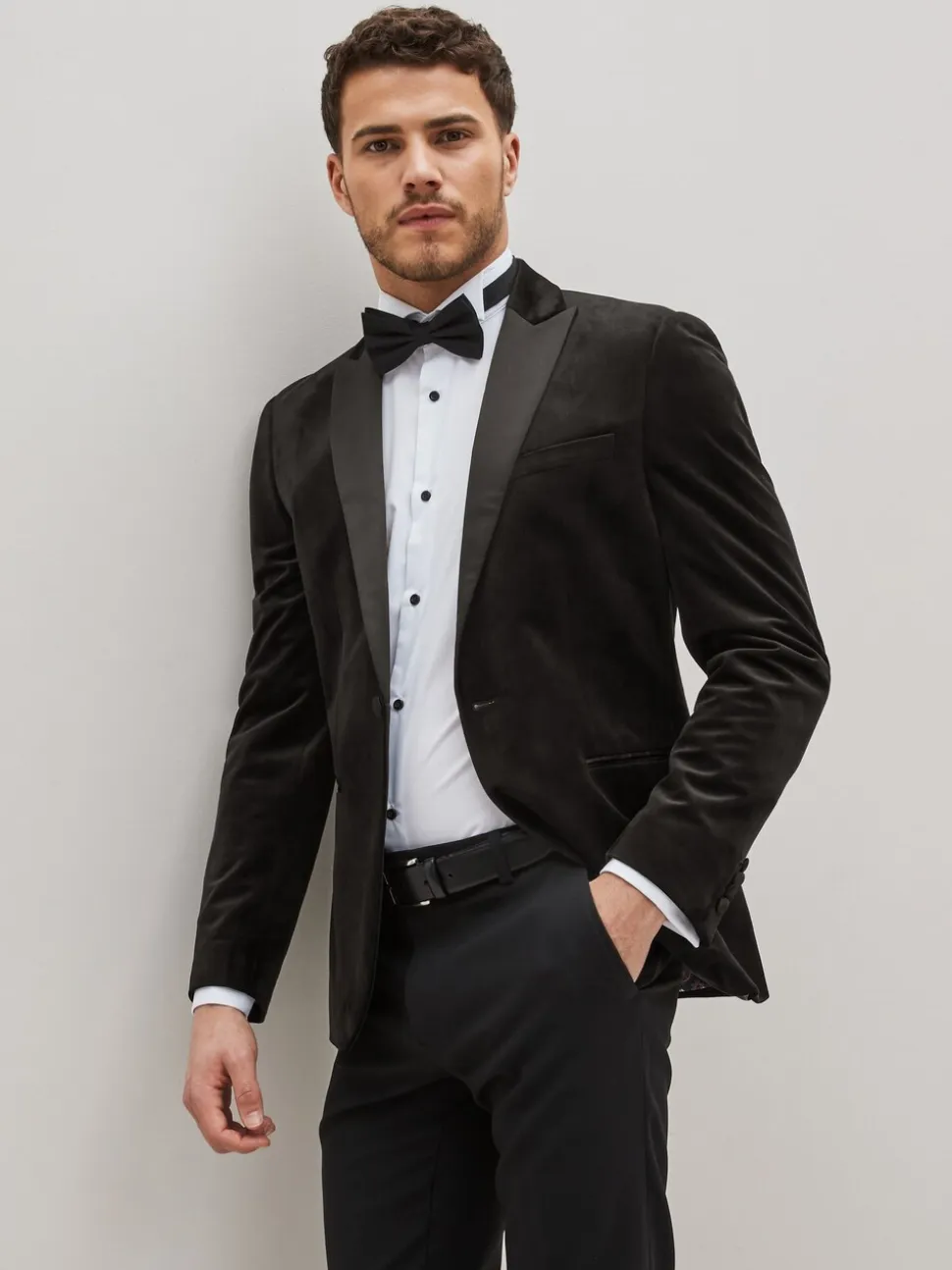 Zwart - Slim Fit - Fluwelen blazer