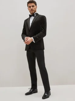 Zwart - Slim Fit - Fluwelen blazer