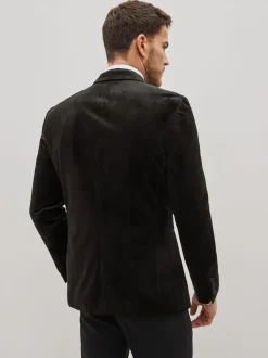 Zwart - Slim Fit - Fluwelen blazer