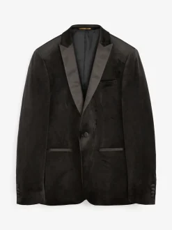 Zwart - Slim Fit - Fluwelen blazer